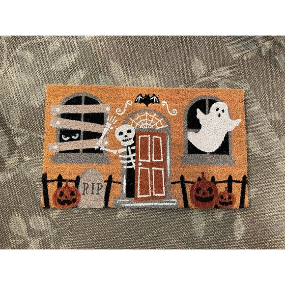The Unbranded Brand Other - Halloween Haunted House Coir Doormat Spooky Ghost Pumpkin Skeleton Welcome Mat